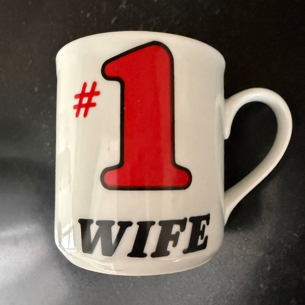 #1 Wife Coffee Mug Women OS White  Graphic Porcelana Brasil Ceramic
